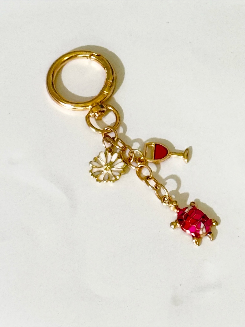 Handmade Light Gold-tone TurtleCharm Keychain/ Bag Charm